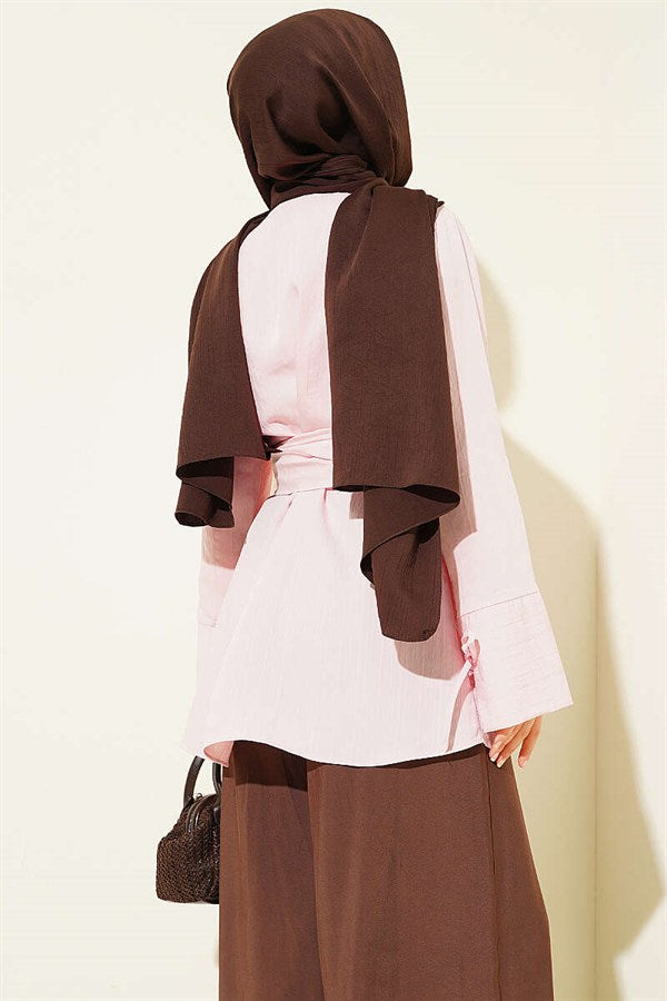 Pink Tunic with Half Hidden Button Closure