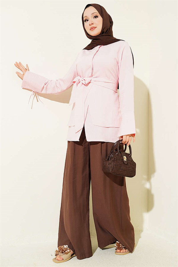 Pink Tunic with Half Hidden Button Closure