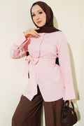Pink Tunic with Half Hidden Button Closure
