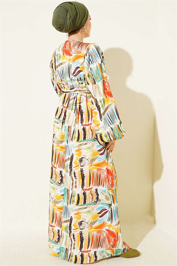 Half-Plated Patterned Dress Orange