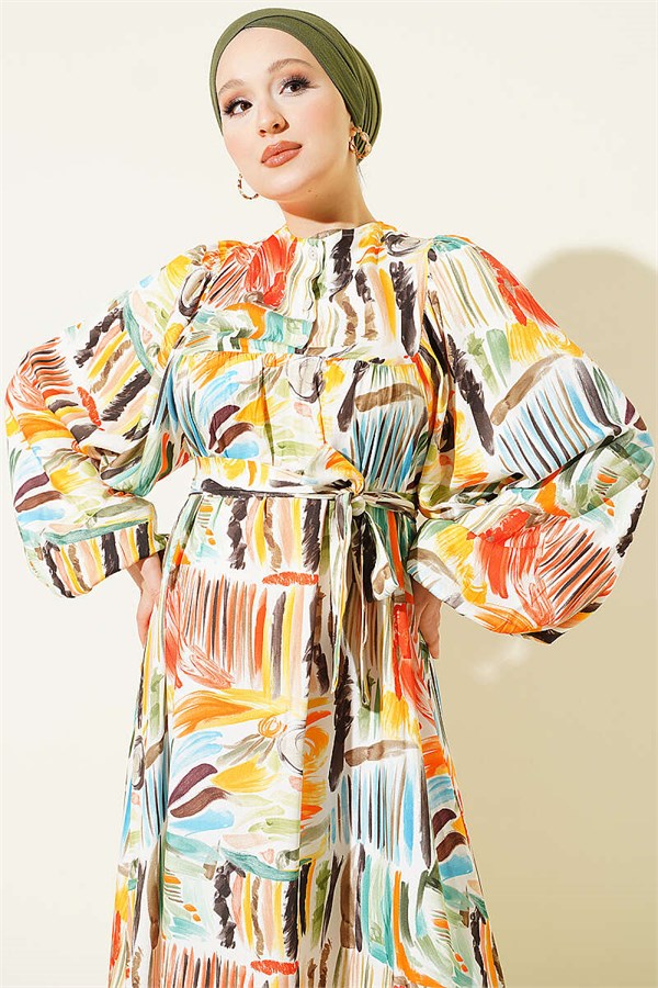 Half-Plated Patterned Dress Orange