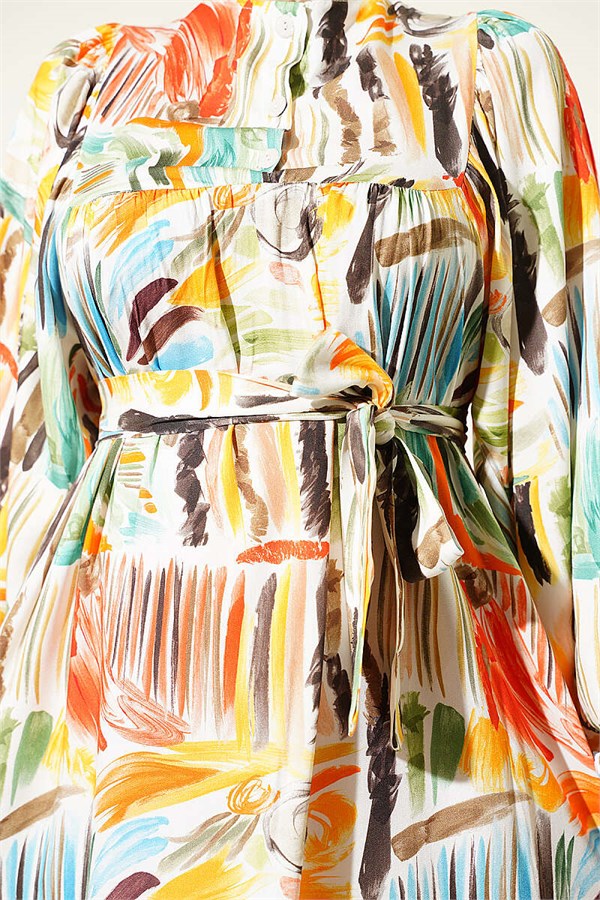 Half-Plated Patterned Dress Orange