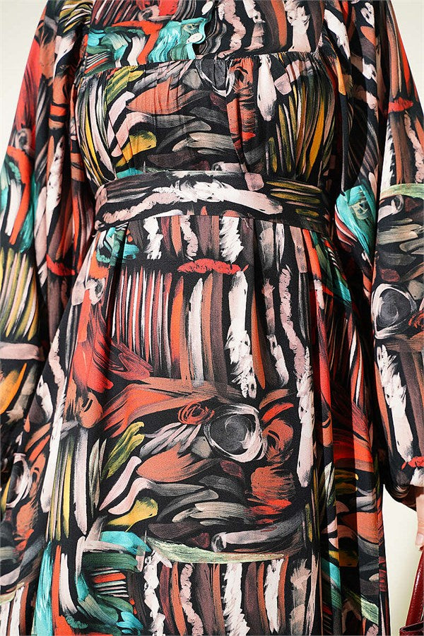 Half-Plated Patterned Dress Black