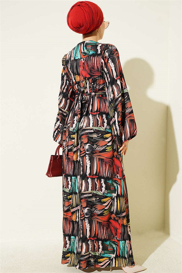 Half-Plated Patterned Dress Black