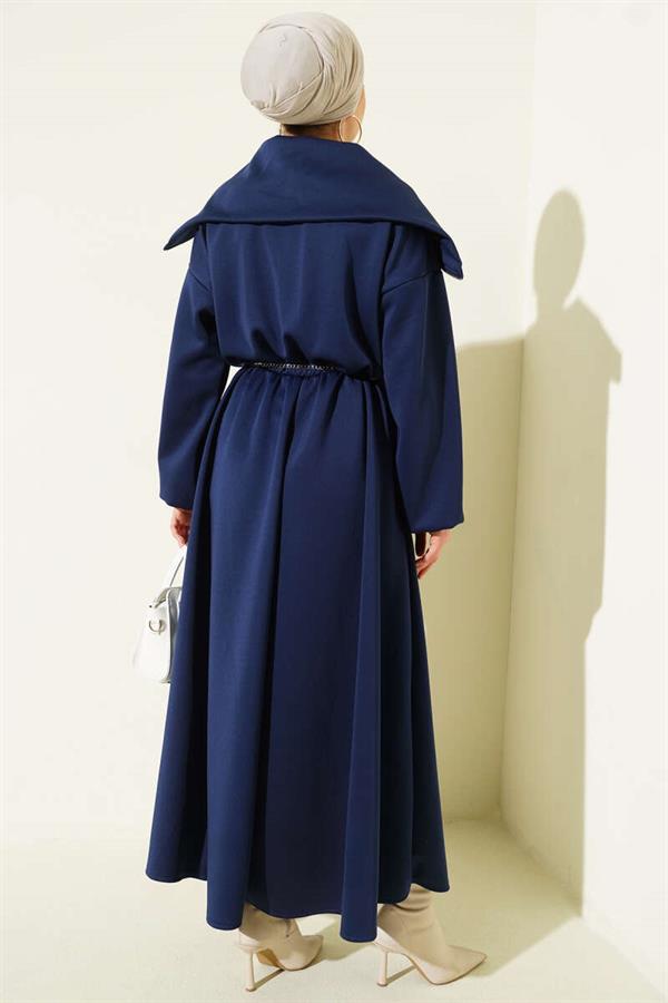 Half-Neck Zip Scuba Dress Navy Blue