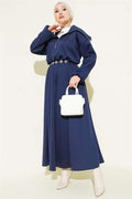 Half-Neck Zip Scuba Dress Navy Blue
