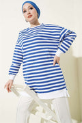 Horizontal Wide Striped Tunic in Saks
