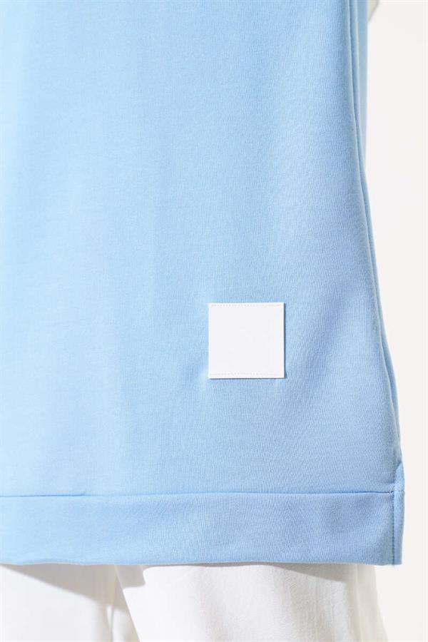 Text Printed Emblem Tunic Baby Blue