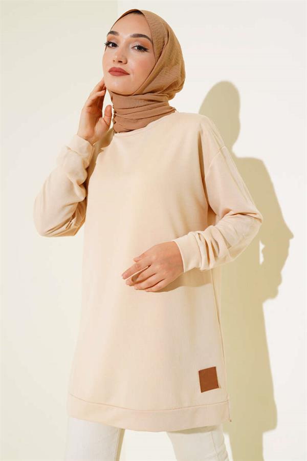 Beige Tunic with Printed Emblem