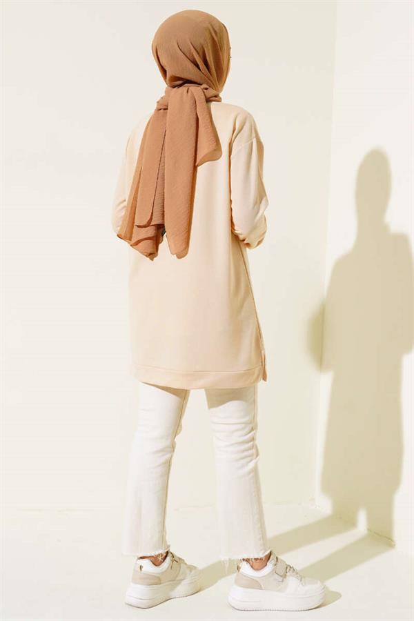 Beige Tunic with Printed Emblem