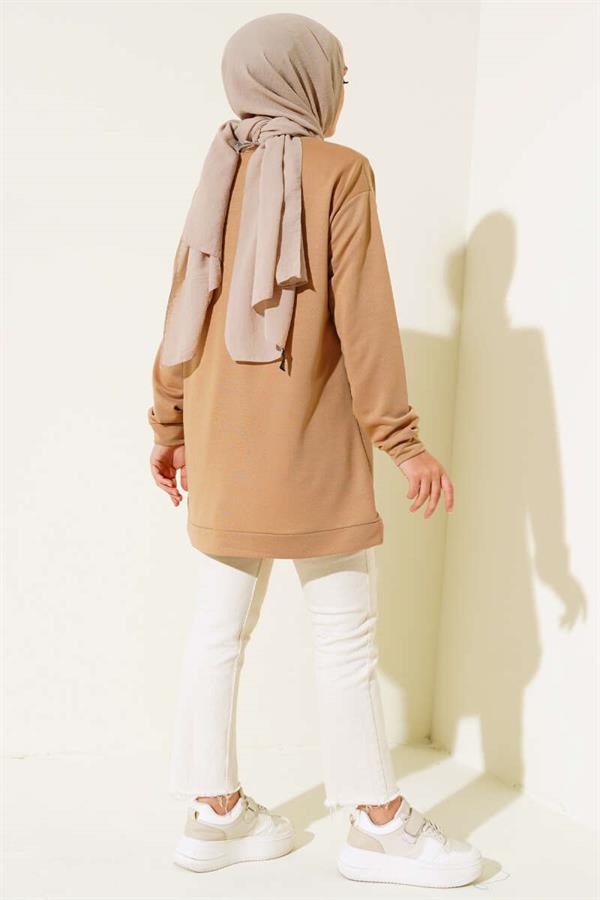 Camel Tunic with Emblem and Print