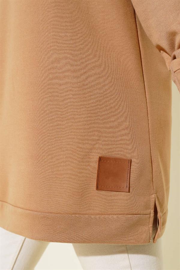 Camel Tunic with Emblem and Print