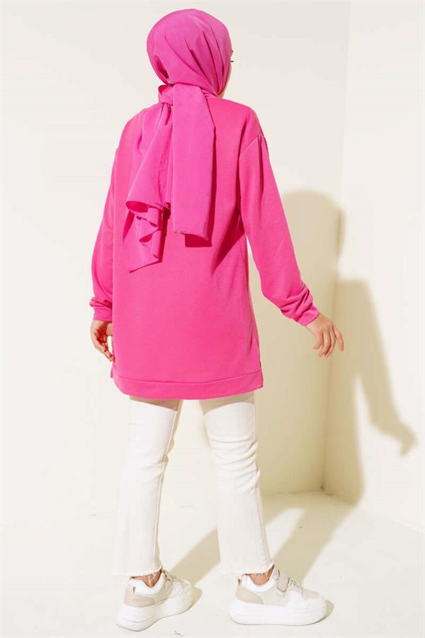 Text Printed Emblem Tunic Fuchsia