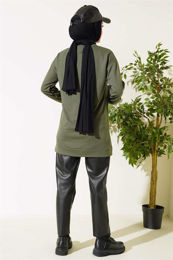 Printed Emblem Tunic in Khaki