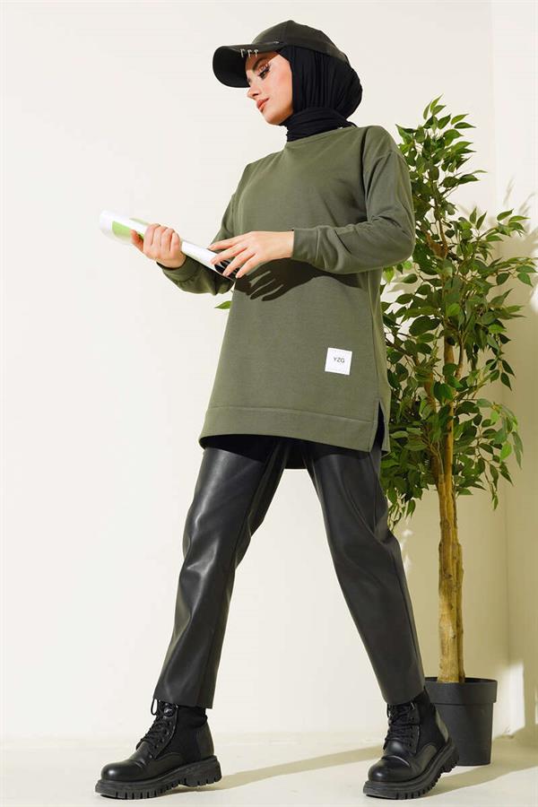 Printed Emblem Tunic in Khaki