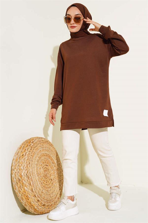Printed Emblem Tunic, Brown