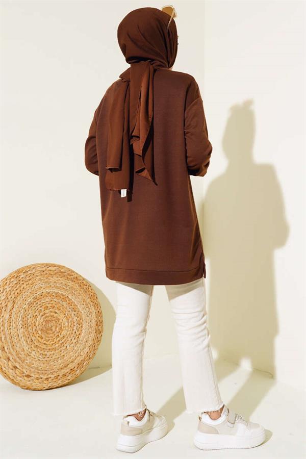 Printed Emblem Tunic, Brown