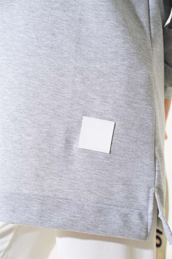 Text Printed Emblem Tunic Melange Gray