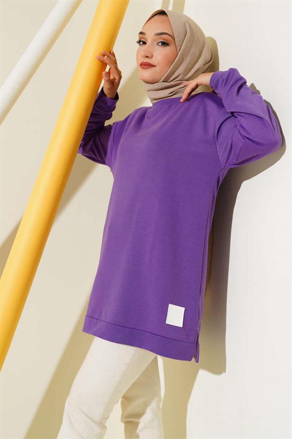 Text Printed Emblem Tunic Purple