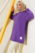 Text Printed Emblem Tunic Purple