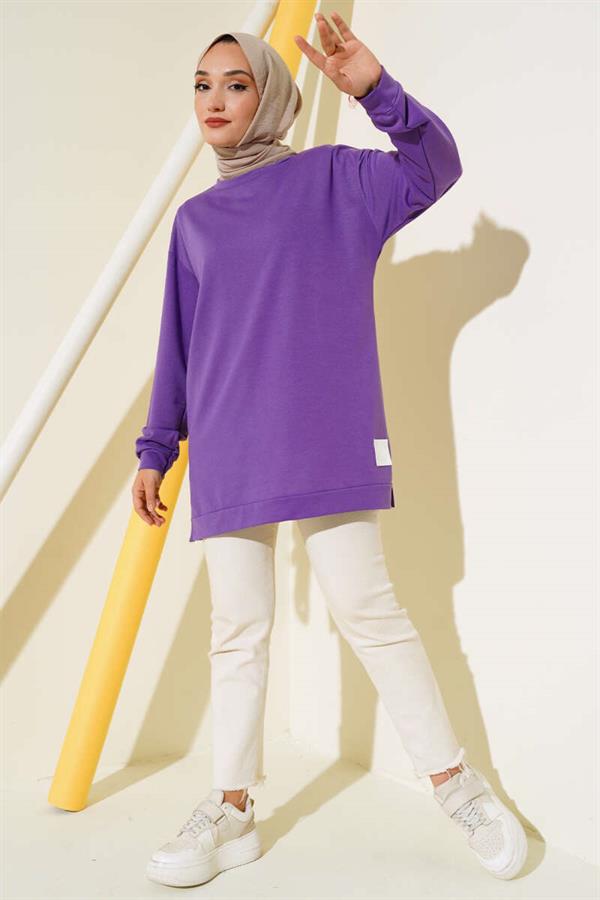 Text Printed Emblem Tunic Purple