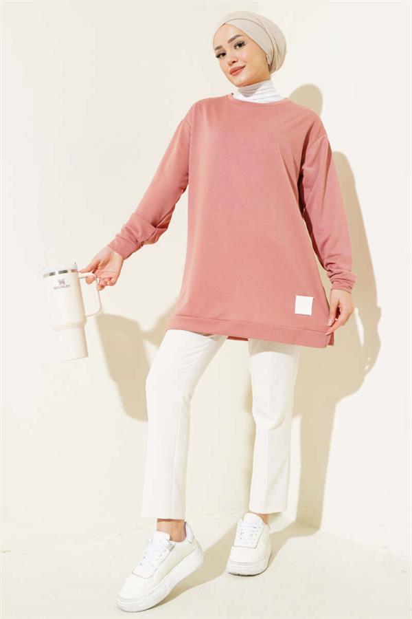 Text Printed Emblem Tunic Powder