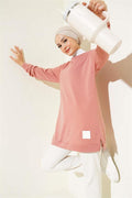Text Printed Emblem Tunic Powder