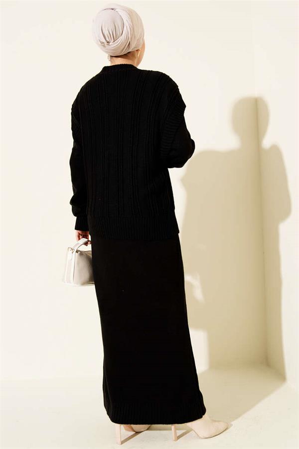 Vest and Dress Knitwear 2 Piece Set Black