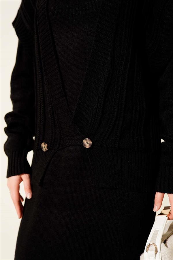 Vest and Dress Knitwear 2 Piece Set Black