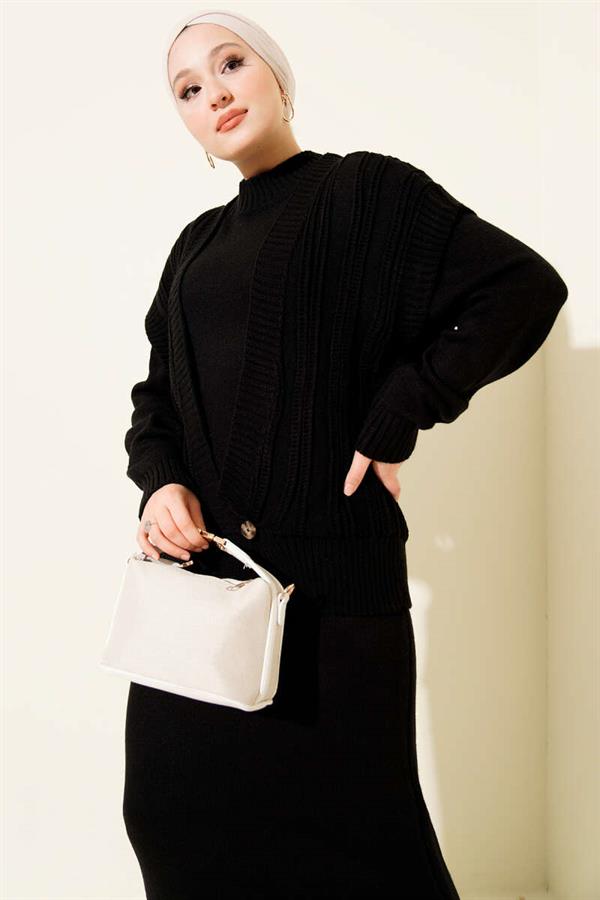 Vest and Dress Knitwear 2 Piece Set Black