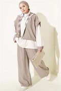 Vest and Zip-Up 2 Piece Set, Mink Color