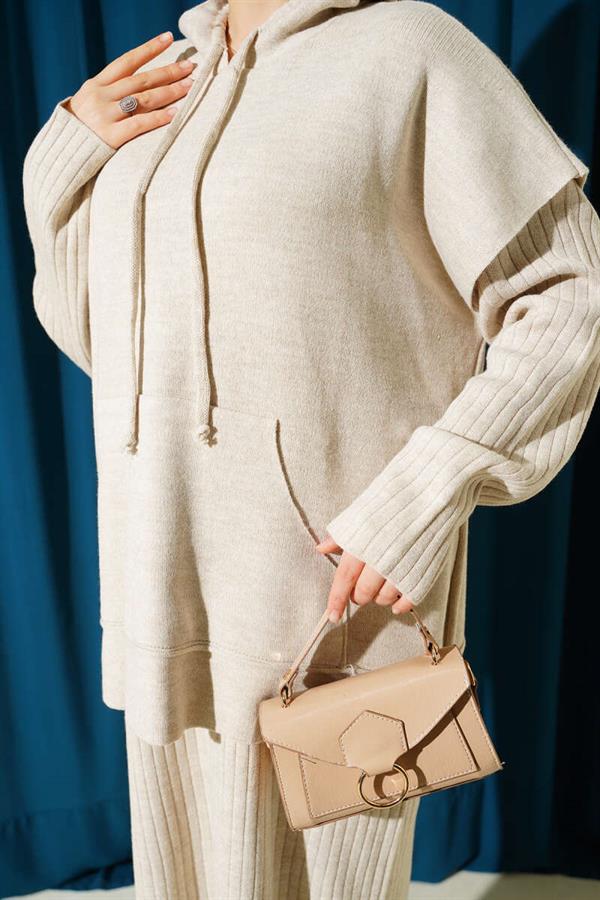 Vested Gilet Dress Knitwear 2 Piece Set Beige