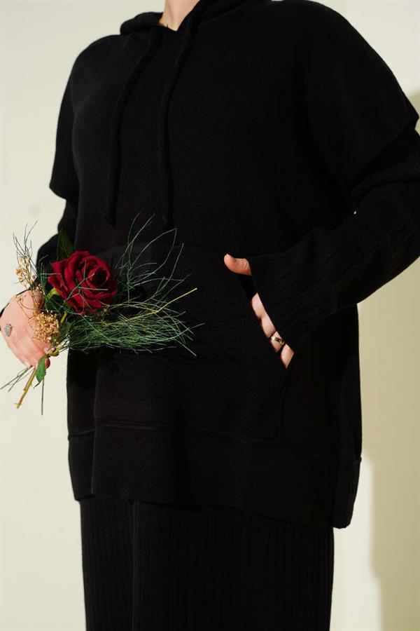 Vested Gilet Dress Knitwear 2 Piece Set Black