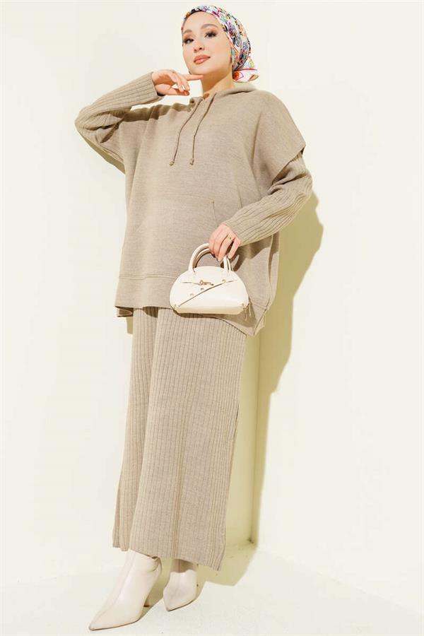 Vested Vest Dress Knitwear 2 Piece Set Mink