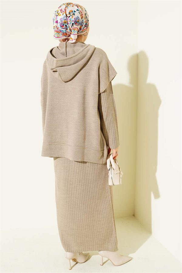 Vested Vest Dress Knitwear 2 Piece Set Mink