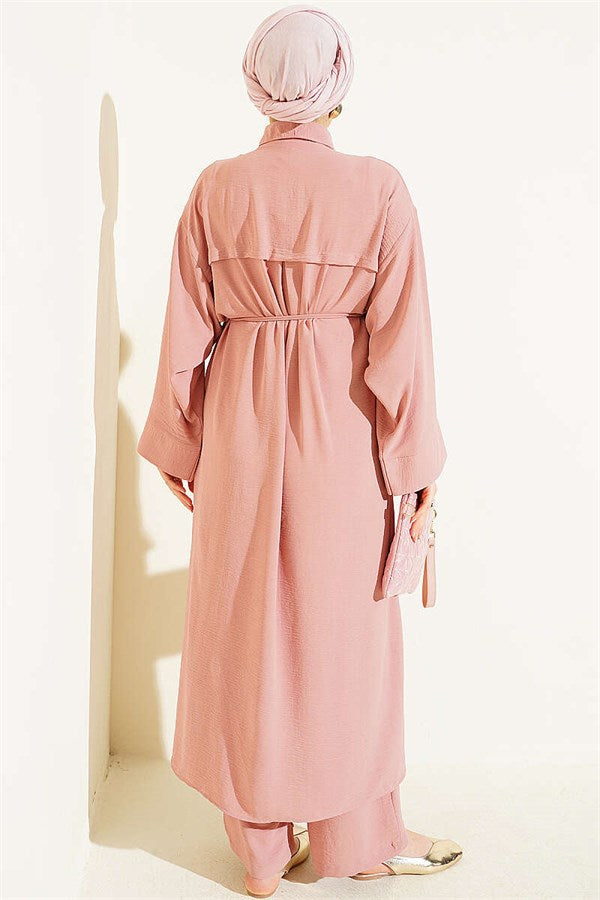 Two-Piece Set with Star Accessories and Long Tunic in Powder Pink