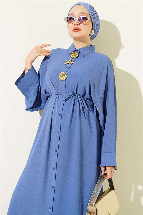 Two-Piece Set with Star Accessory and Long Tunic, Indigo