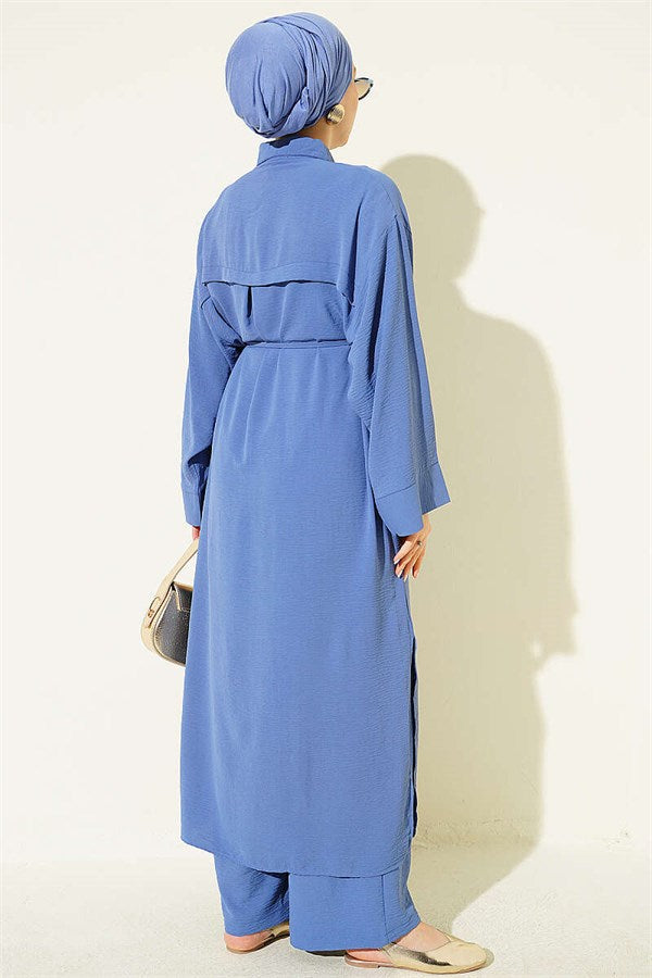 Two-Piece Set with Star Accessory and Long Tunic, Indigo