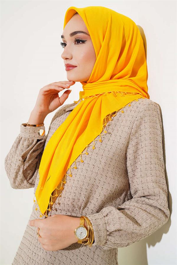 Star Beaded Headscarf Mustard