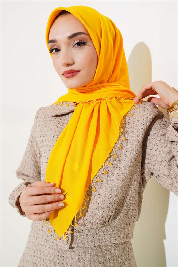Star Beaded Headscarf Mustard