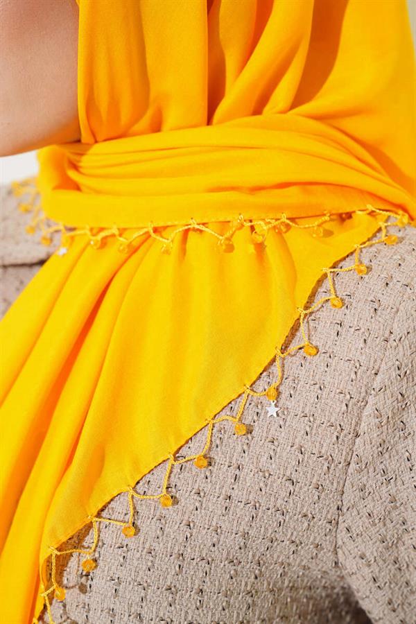 Star Beaded Headscarf Mustard