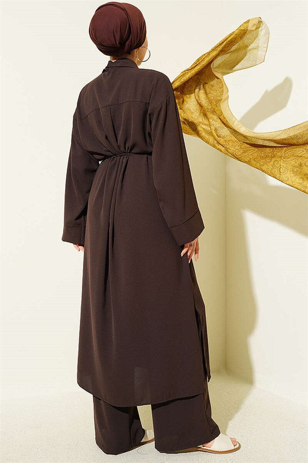 Star Gold Brooch 2 Piece Set in Dark Brown