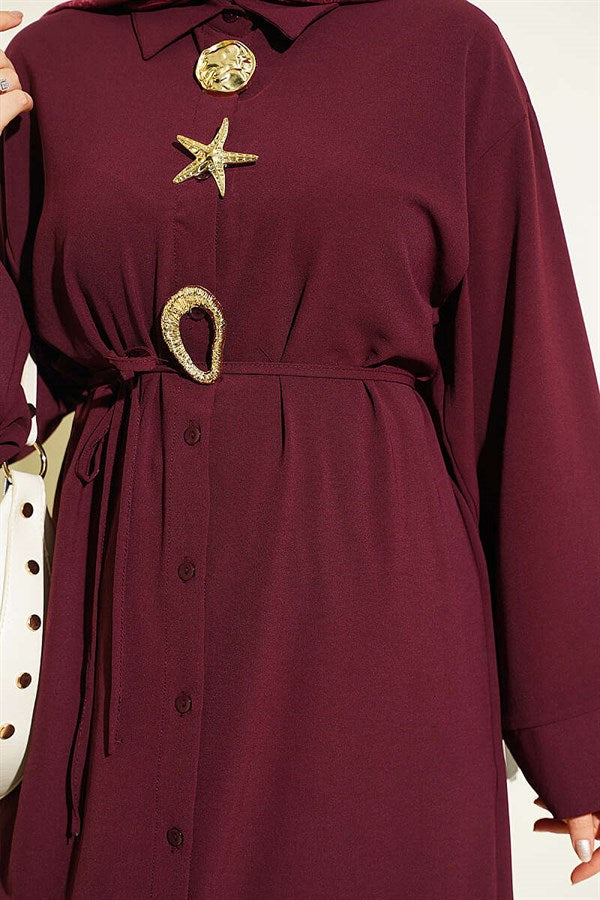 Star Gold Brooch 2 Piece Set, Plum