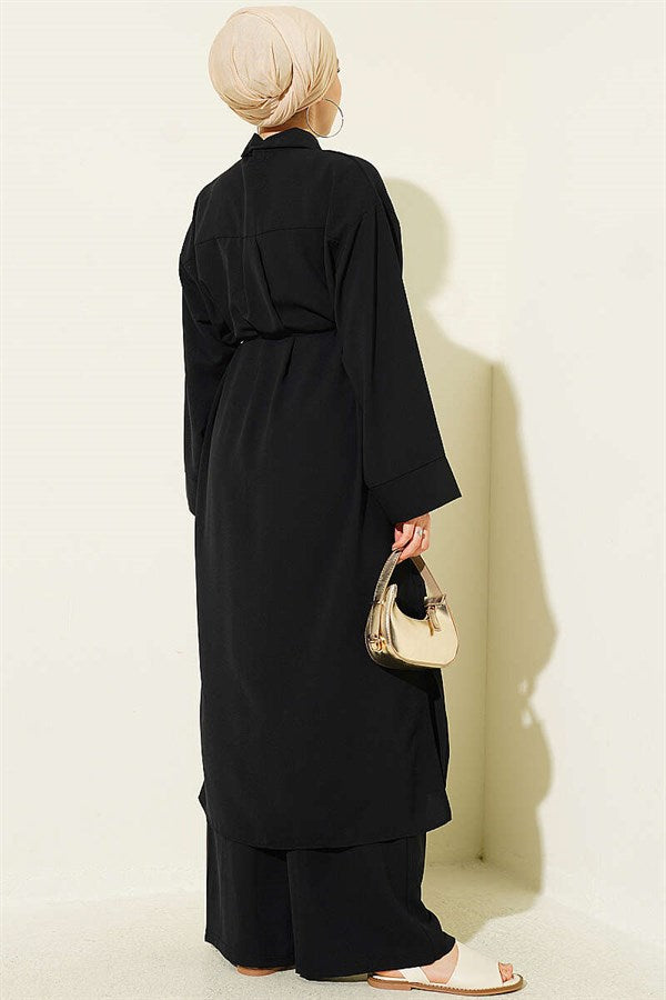 2 Piece Set with Star Gold Brooch, Black