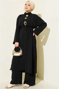 2 Piece Set with Star Gold Brooch, Black