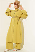 2 Piece Set with Star Gold Brooch, Olive Green
