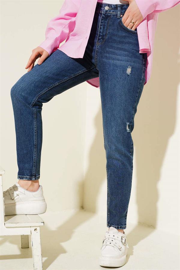 Distressed Skinny Leg Jeans Navy Blue