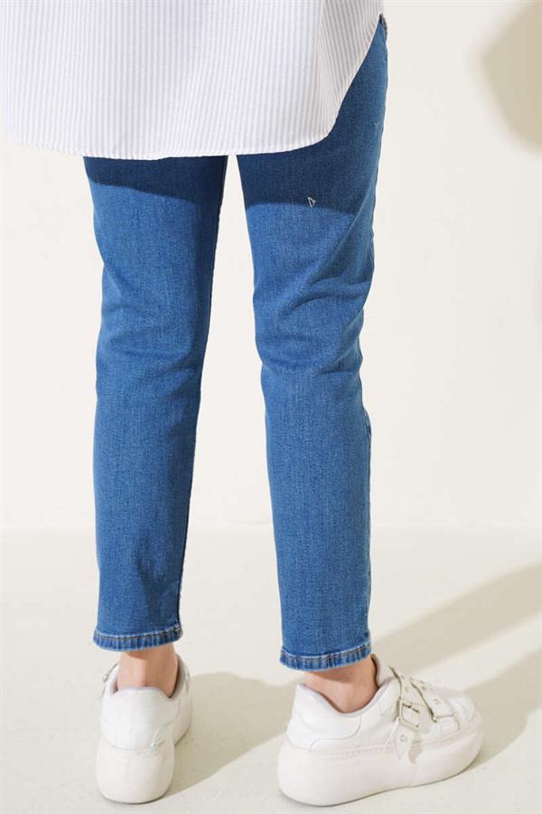Ripped Detailed Stoned Skinny Leg Denim Trousers Jeans