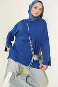 Basic Tunic with Slit Detail, Navy Blue