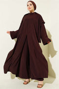 Modal 3 Piece Set with Slit Detail and Shawl, Coffee Brown